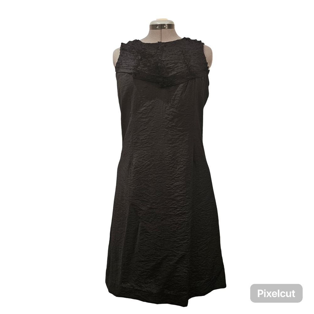 Adrienne Vittadini black sleeveless rayon nylon midi cocktail casual dress 12